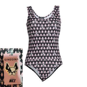 NICEBRAND Bodysuit with snap buttons fastening dog monogram logo design